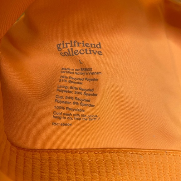 girlfriend collective Lou V-Back Sports Bra / Coral Orange / Size Large - Picture 4 of 5